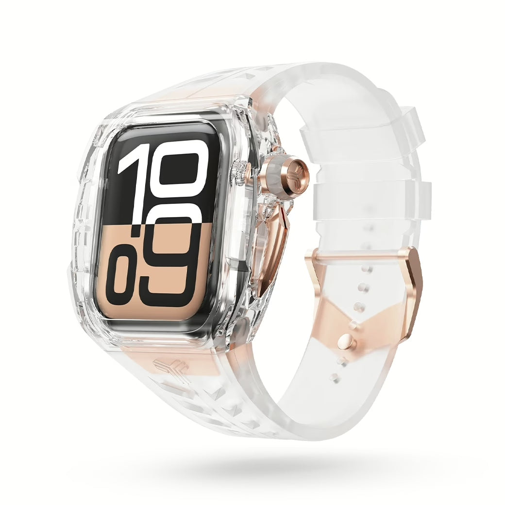 Y24 BELLEVUE เซ็ตเคสและสายนาฬิกาสำหรับ Apple Watch (46mm) – สี Transparent/Rose Gold