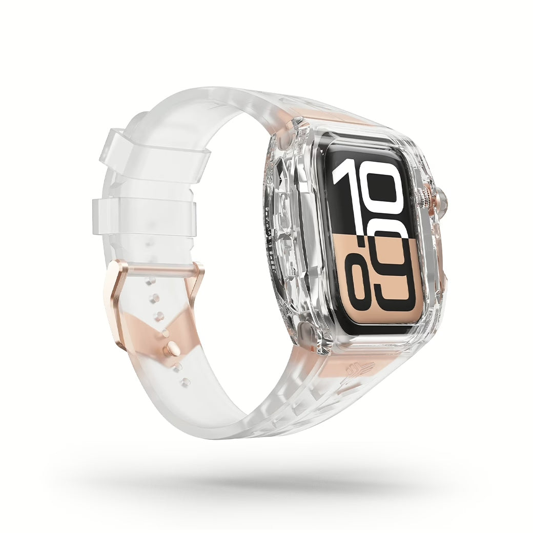 Y24 BELLEVUE เซ็ตเคสและสายนาฬิกาสำหรับ Apple Watch (46mm) – สี Transparent/Rose Gold