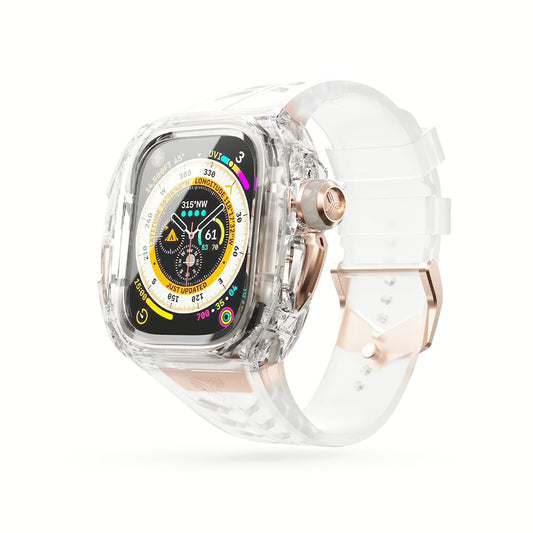 Y24 BELLEVUE เซ็ตเคสและสายนาฬิกาสำหรับ Apple Watch (49mm) – สี Transparent/Rose Gold