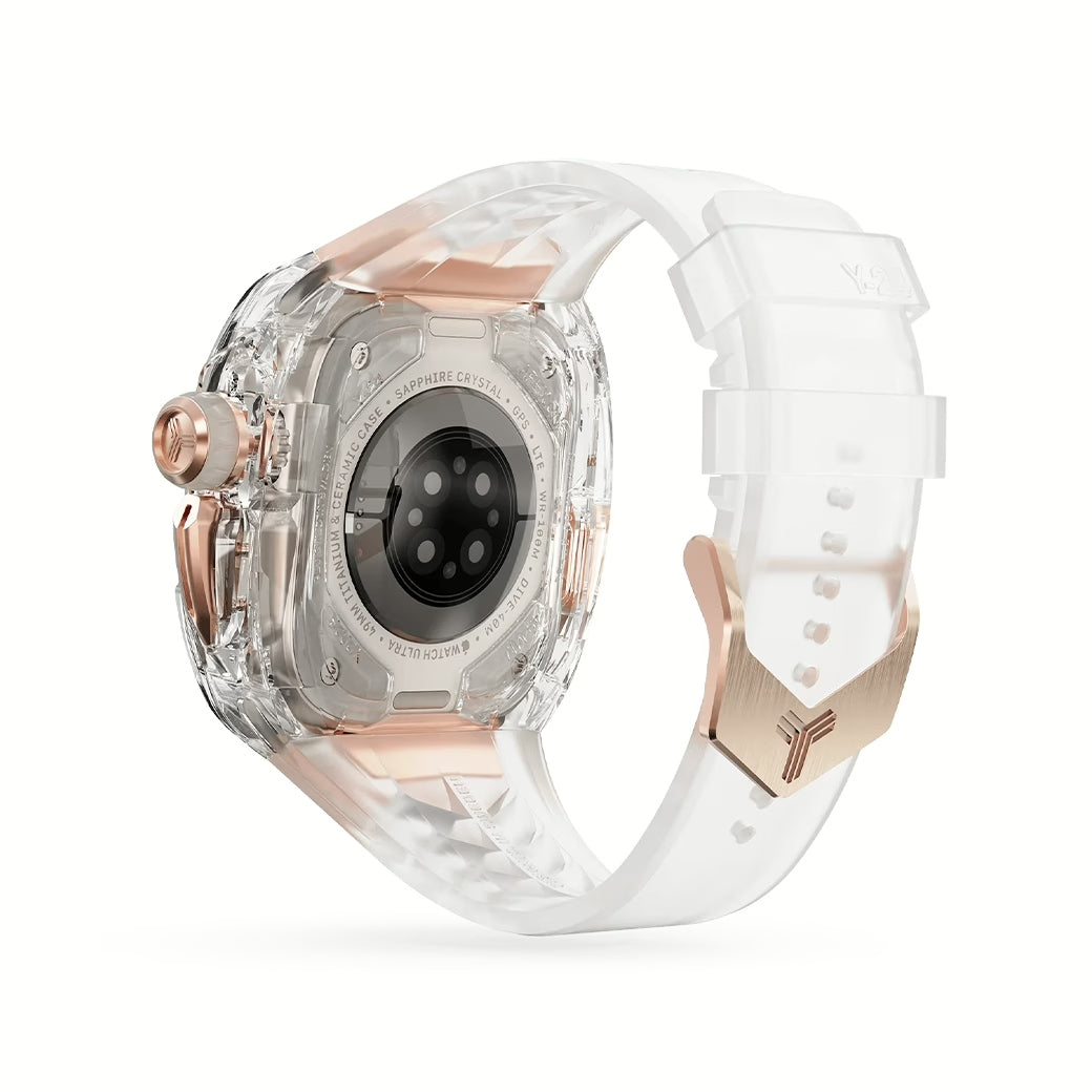 Y24 BELLEVUE เซ็ตเคสและสายนาฬิกาสำหรับ Apple Watch (49mm) – สี Transparent/Rose Gold