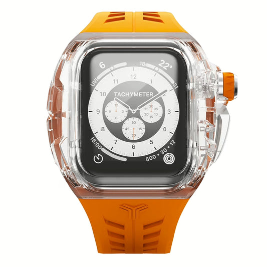 Y24 SENTOSA เซ็ตเคสและสายนาฬิกาสำหรับ Apple Watch (45mm) – สี Orange/Transparent