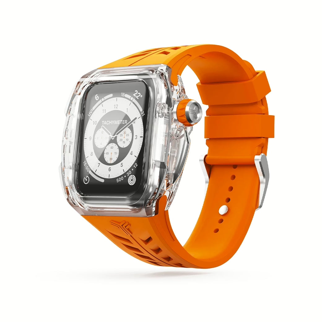 Y24 SENTOSA เซ็ตเคสและสายนาฬิกาสำหรับ Apple Watch (45mm) – สี Orange/Transparent