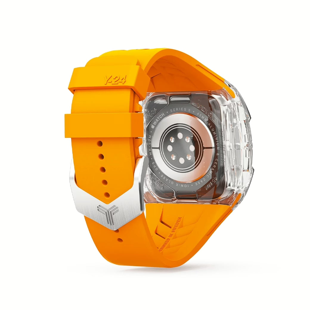 Y24 SENTOSA เซ็ตเคสและสายนาฬิกาสำหรับ Apple Watch (45mm) – สี Orange/Transparent