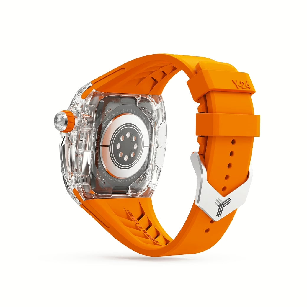 Y24 SENTOSA เซ็ตเคสและสายนาฬิกาสำหรับ Apple Watch (45mm) – สี Orange/Transparent