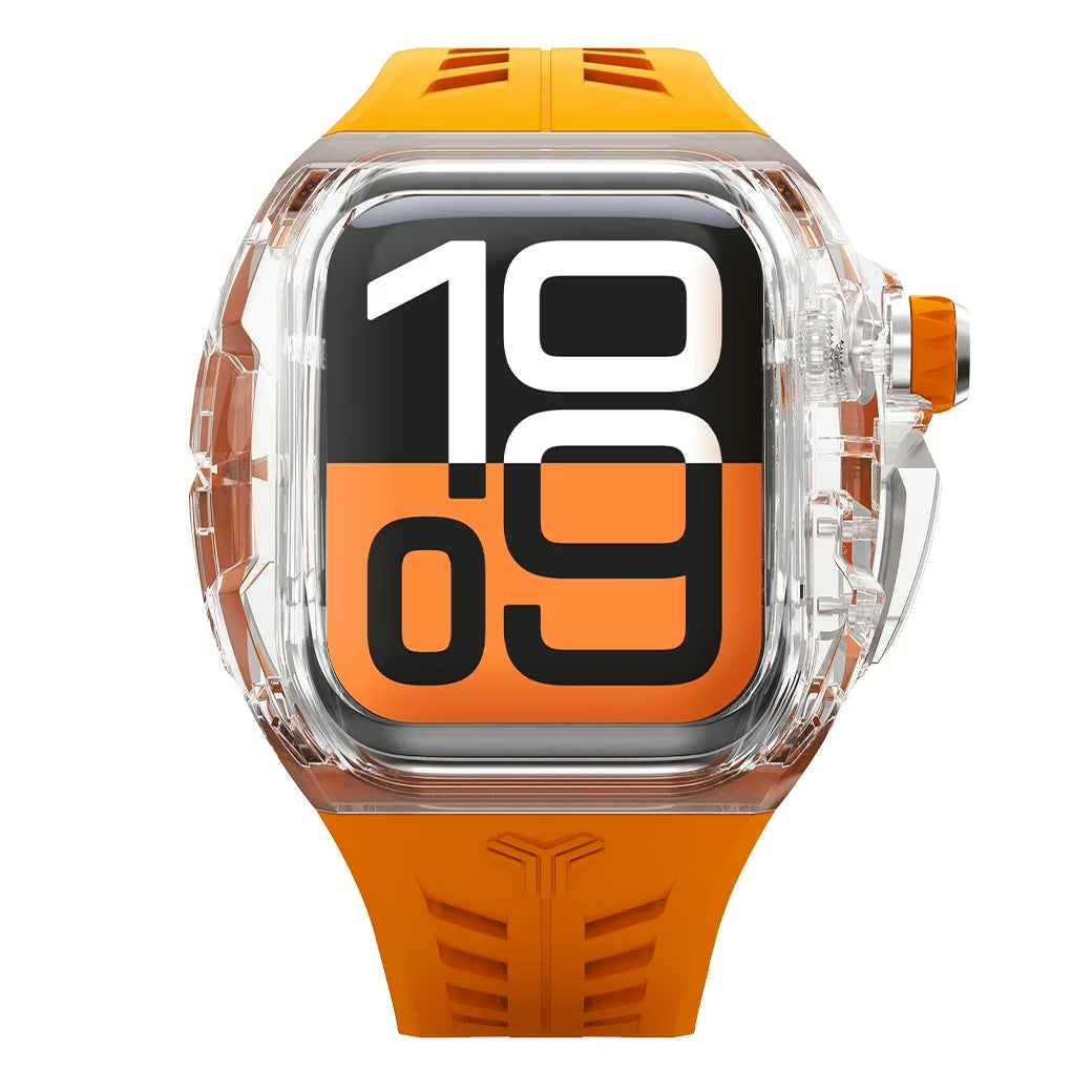 Y24 SENTOSA เซ็ตเคสและสายนาฬิกาสำหรับ Apple Watch (46mm) – สี Orange/Transparent