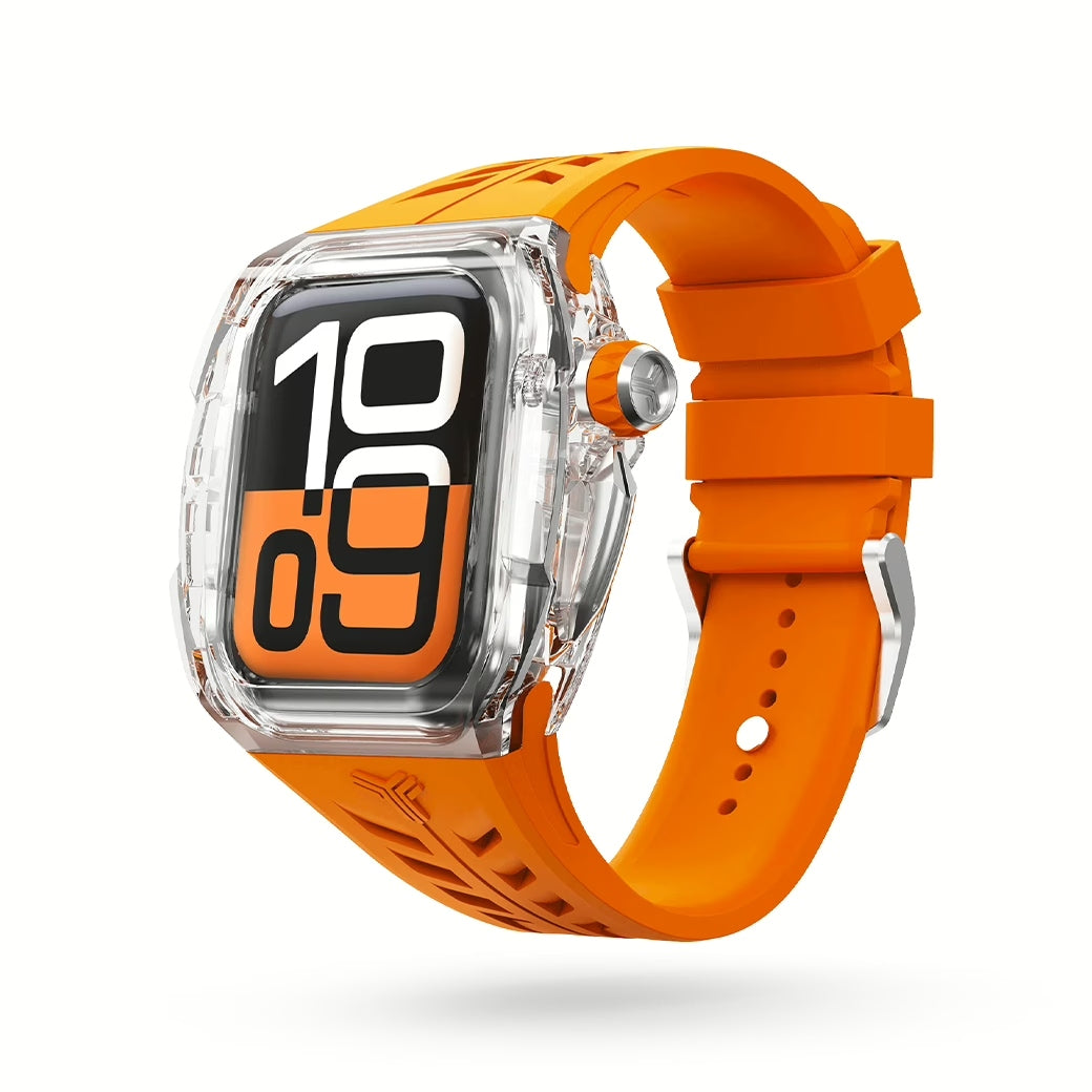 Y24 SENTOSA เซ็ตเคสและสายนาฬิกาสำหรับ Apple Watch (46mm) – สี Orange/Transparent