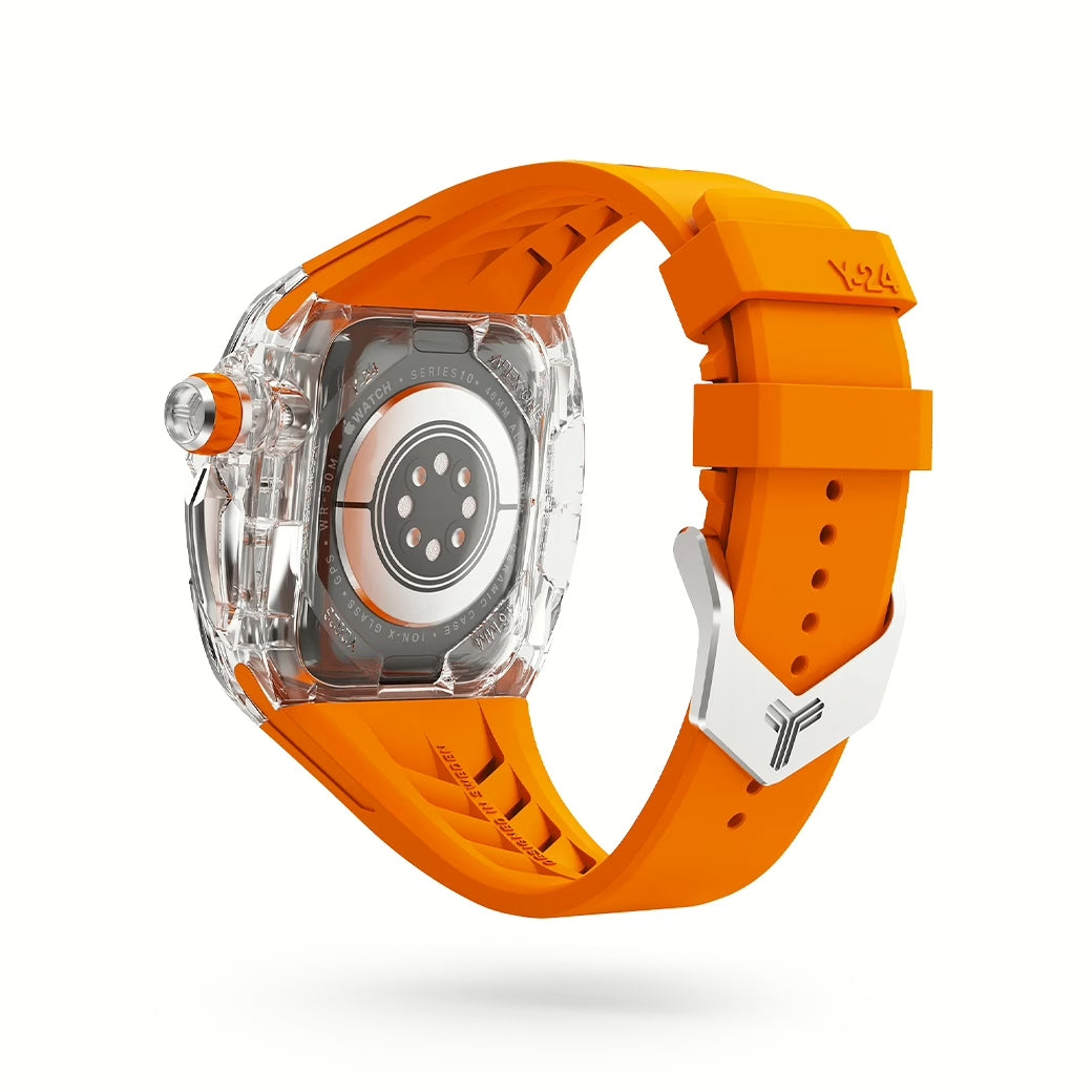 Y24 SENTOSA เซ็ตเคสและสายนาฬิกาสำหรับ Apple Watch (46mm) – สี Orange/Transparent