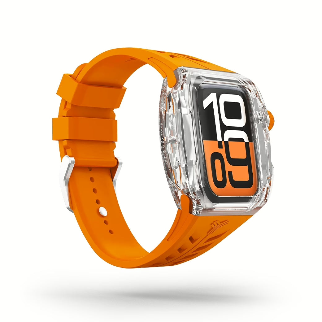 Y24 SENTOSA เซ็ตเคสและสายนาฬิกาสำหรับ Apple Watch (46mm) – สี Orange/Transparent