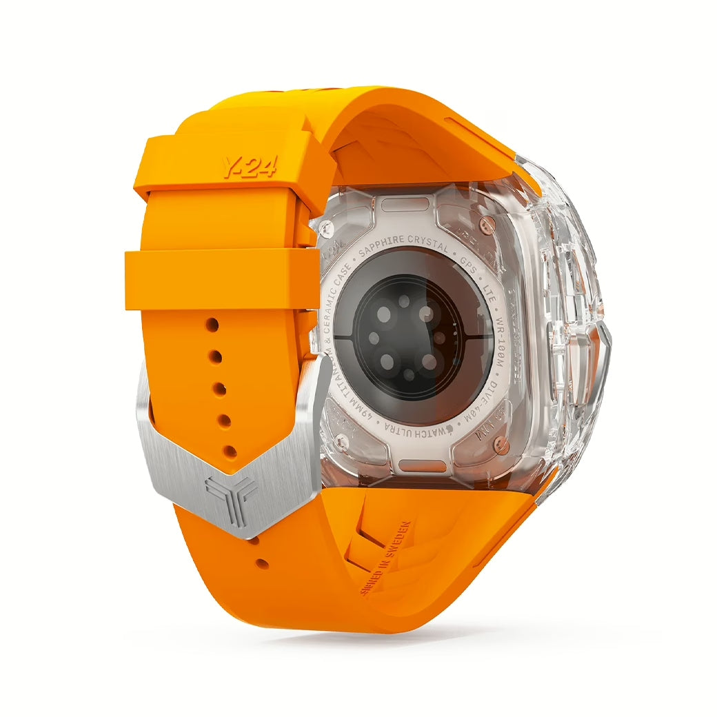 Y24 SENTOSA เซ็ตเคสและสายนาฬิกาสำหรับ Apple Watch (49mm) – สี Orange/Transparent