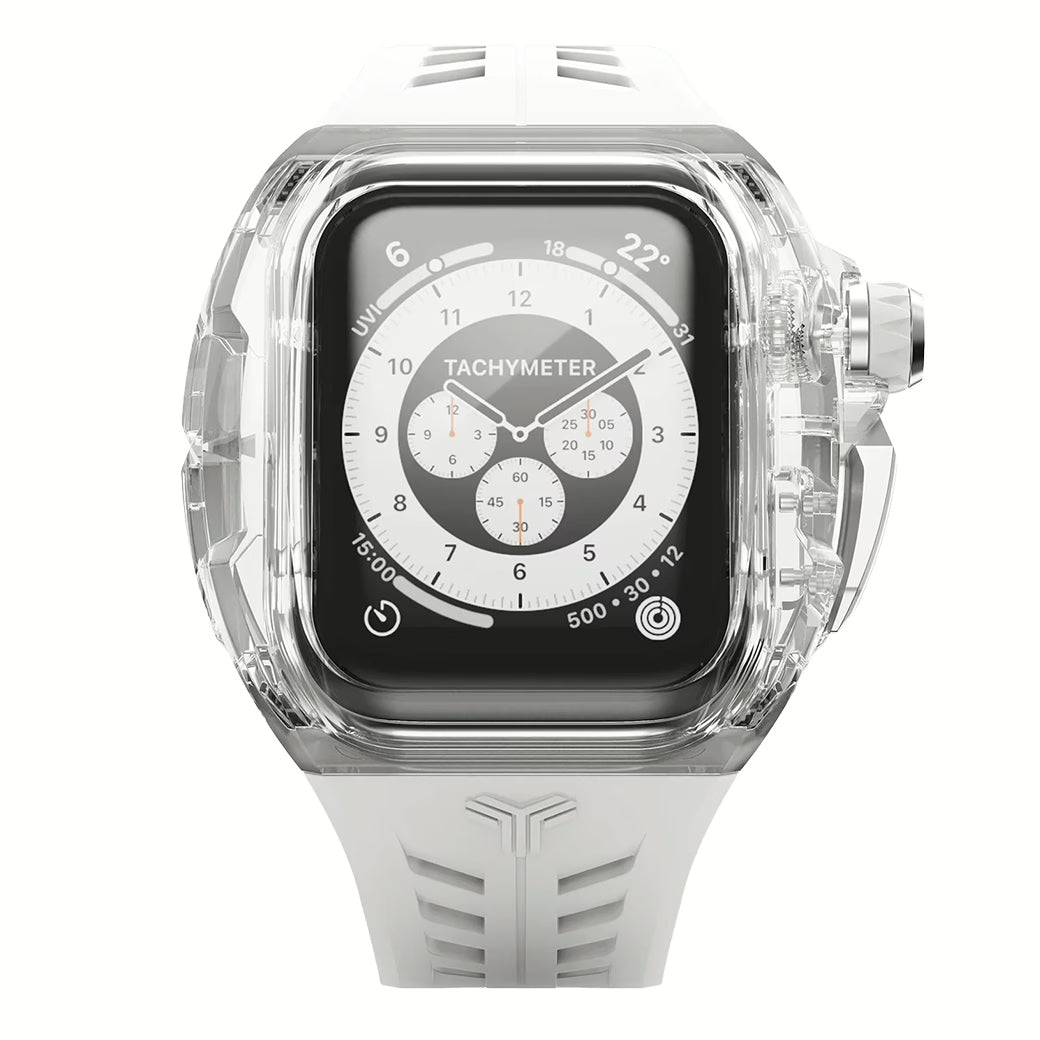 Y24 SILVERLAKE เซ็ตเคสและสายนาฬิกาสำหรับ Apple Watch (45mm) – สี Transparent/Silver