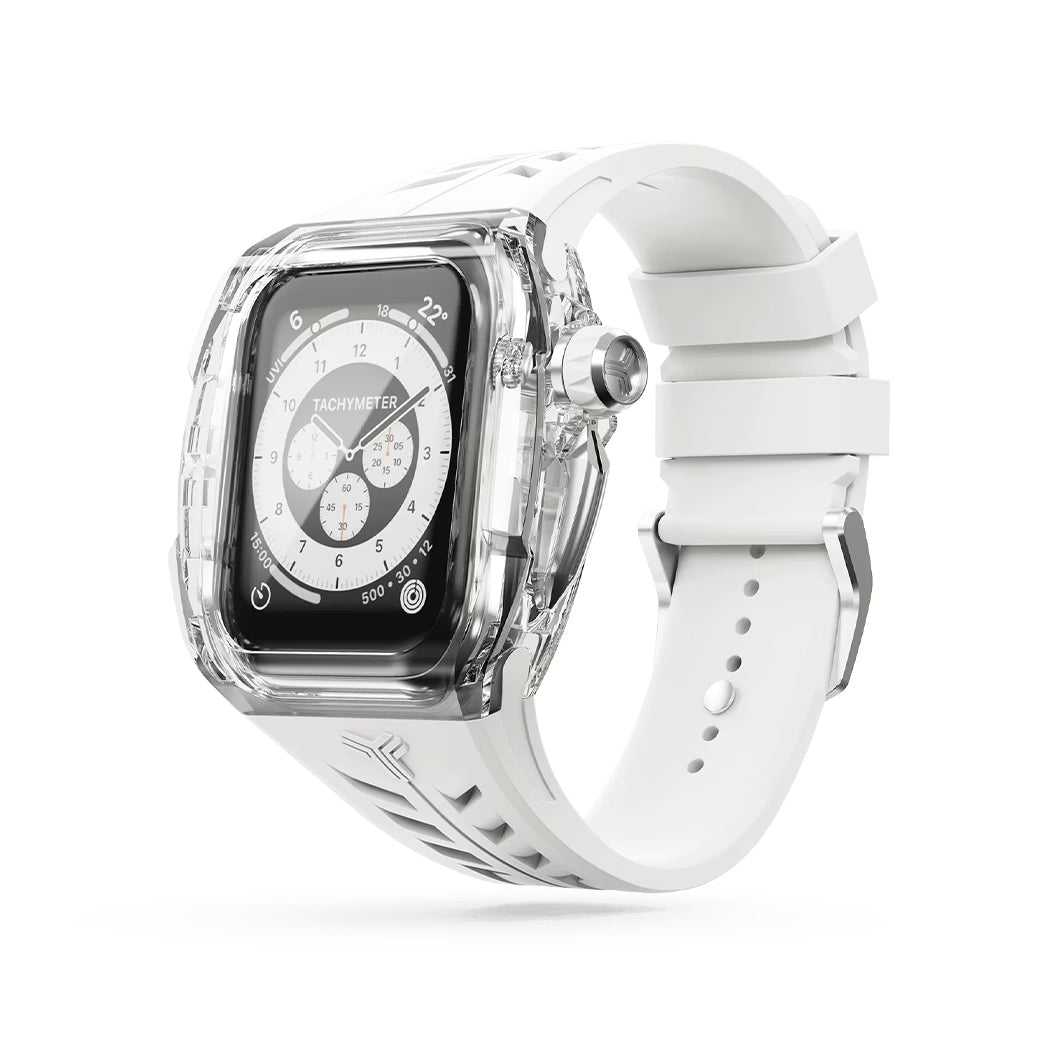 Y24 SILVERLAKE เซ็ตเคสและสายนาฬิกาสำหรับ Apple Watch (45mm) – สี Transparent/Silver