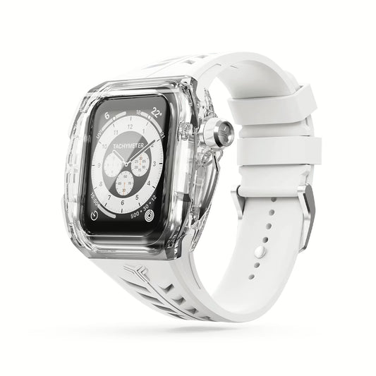 Y24 SILVERLAKE เซ็ตเคสและสายนาฬิกาสำหรับ Apple Watch (45mm) – สี Transparent/Silver