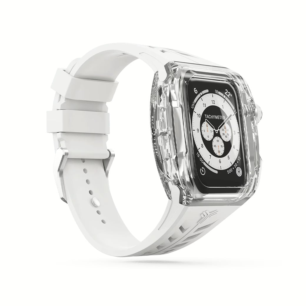 Y24 SILVERLAKE เซ็ตเคสและสายนาฬิกาสำหรับ Apple Watch (45mm) – สี Transparent/Silver