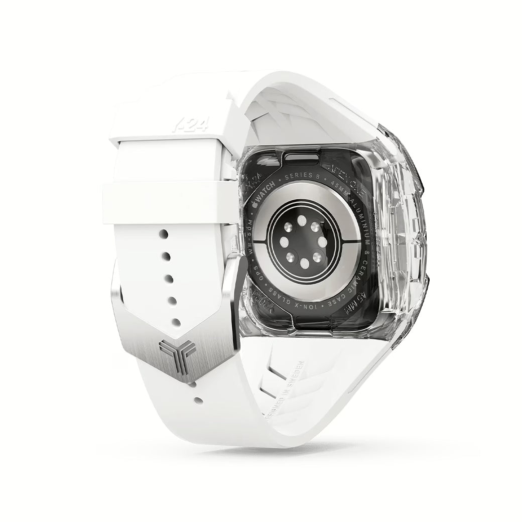 Y24 SILVERLAKE เซ็ตเคสและสายนาฬิกาสำหรับ Apple Watch (45mm) – สี Transparent/Silver
