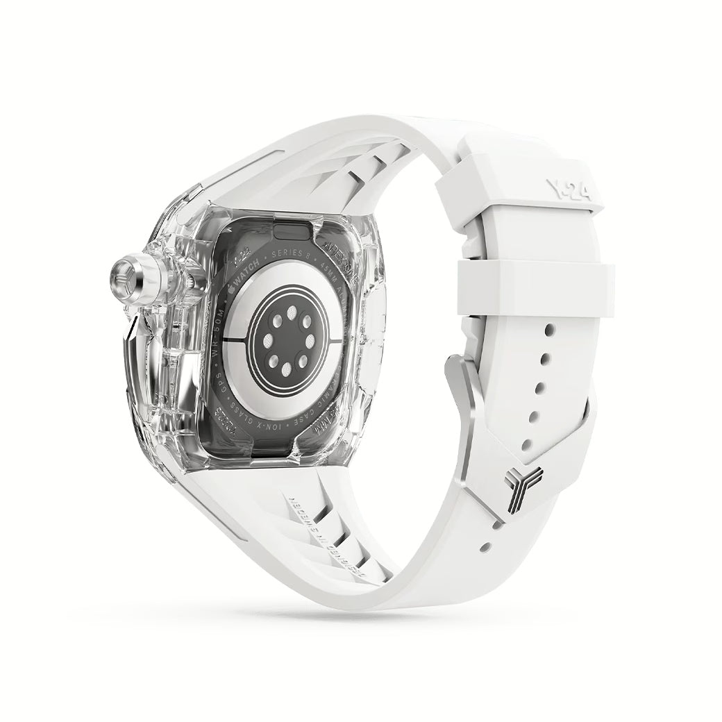 Y24 SILVERLAKE เซ็ตเคสและสายนาฬิกาสำหรับ Apple Watch (45mm) – สี Transparent/Silver
