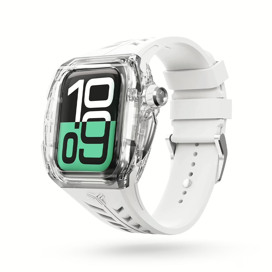 Y24 SILVERLAKE เซ็ตเคสและสายนาฬิกาสำหรับ Apple Watch (46mm) – สี Transparent/Silver