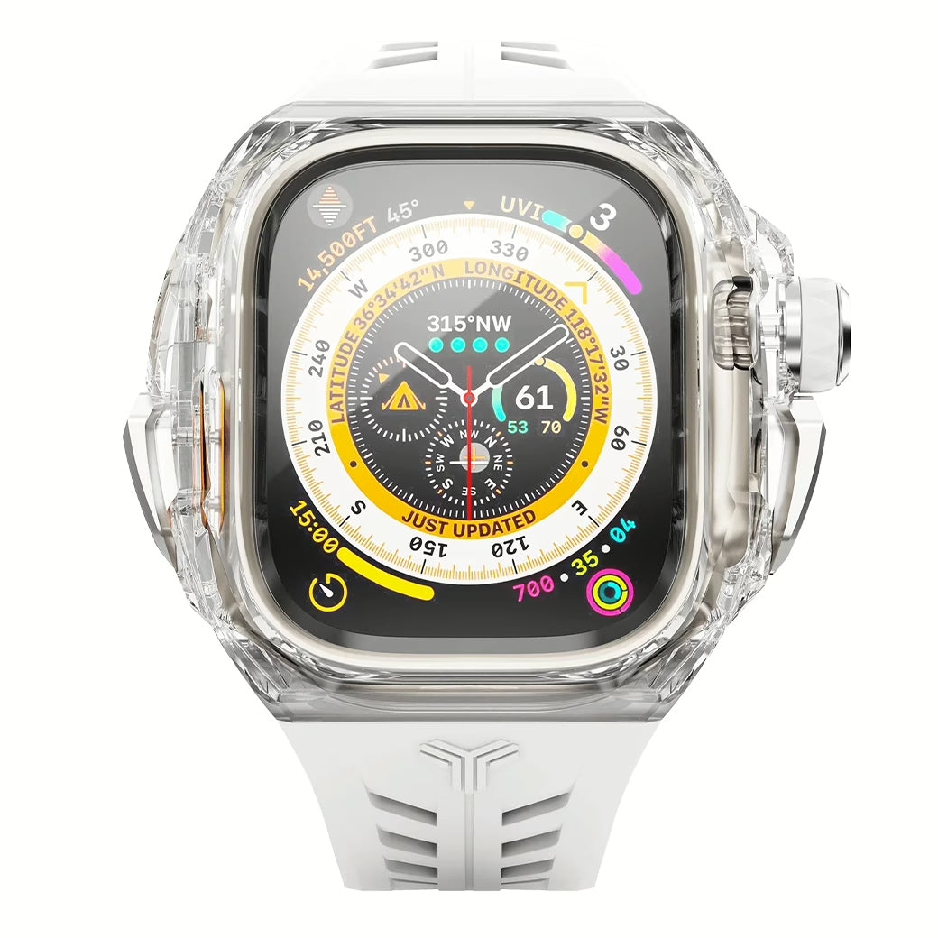Y24 SILVERLAKE เซ็ตเคสและสายนาฬิกาสำหรับ Apple Watch (49mm) – สี Transparent/Silver