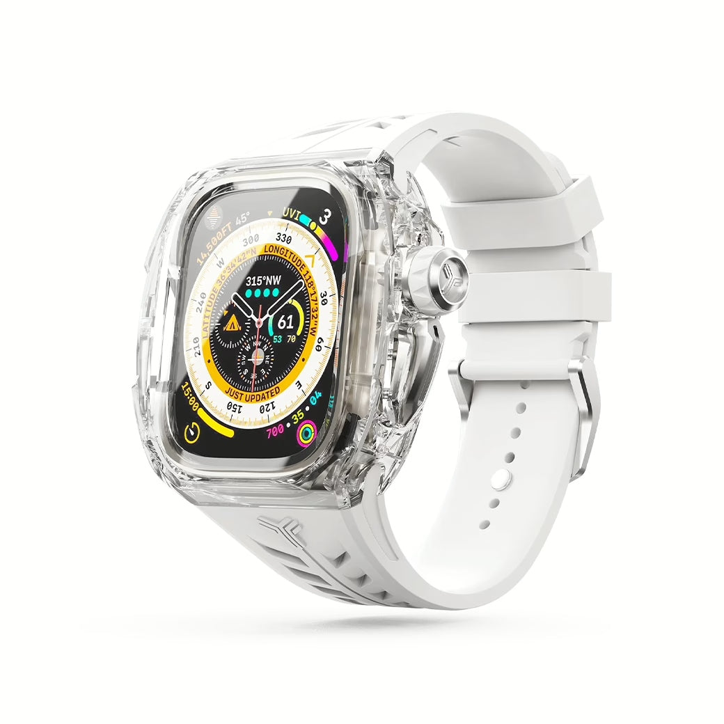 Y24 SILVERLAKE เซ็ตเคสและสายนาฬิกาสำหรับ Apple Watch (49mm) – สี Transparent/Silver