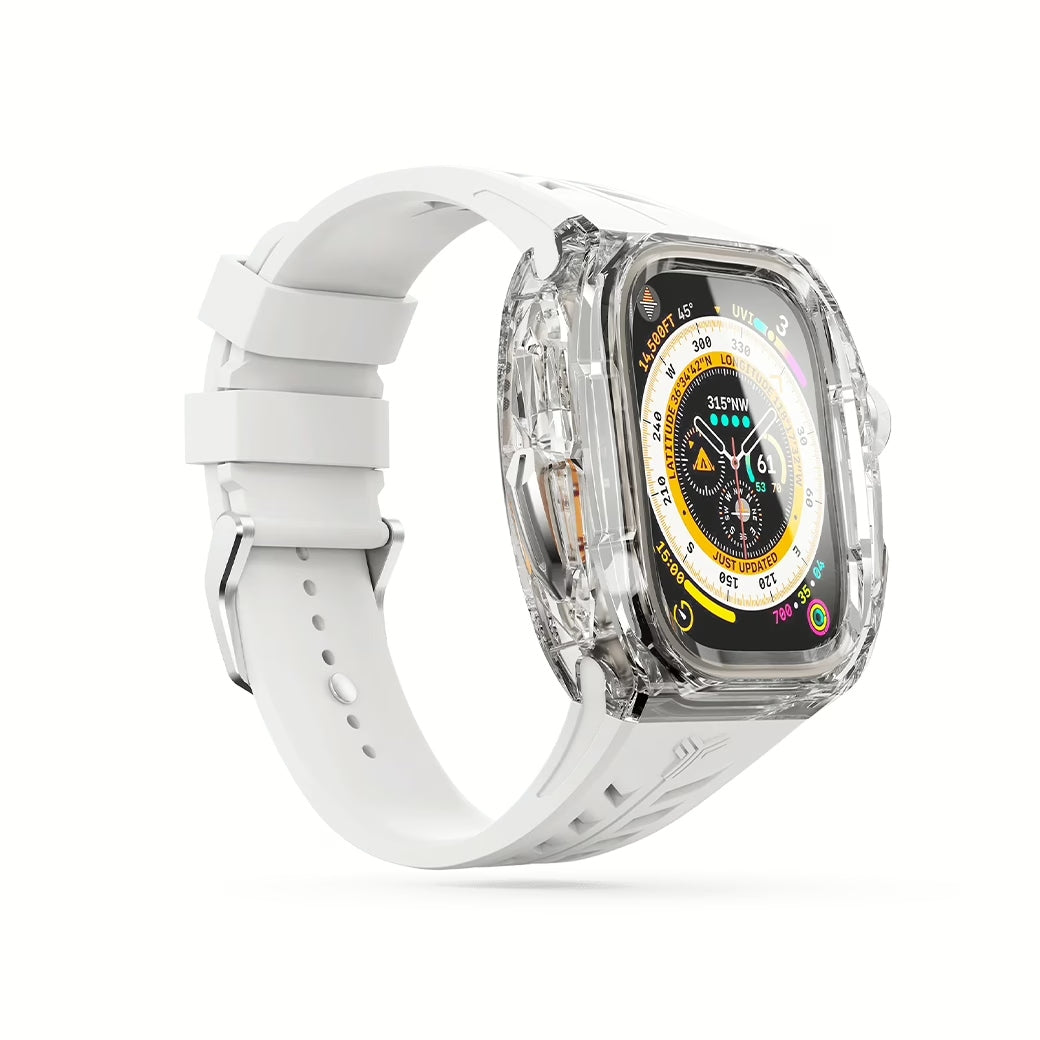 Y24 SILVERLAKE เซ็ตเคสและสายนาฬิกาสำหรับ Apple Watch (49mm) – สี Transparent/Silver