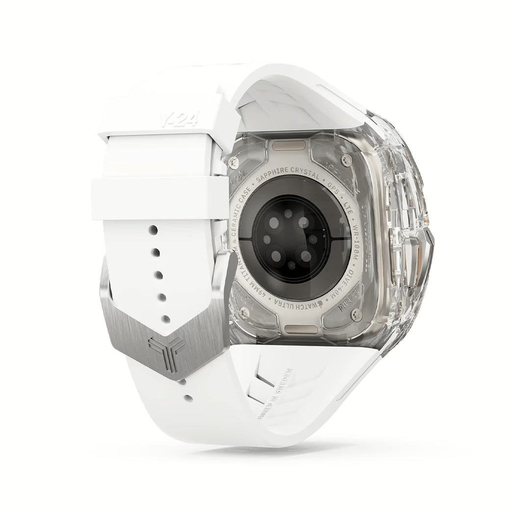 Y24 SILVERLAKE เซ็ตเคสและสายนาฬิกาสำหรับ Apple Watch (49mm) – สี Transparent/Silver