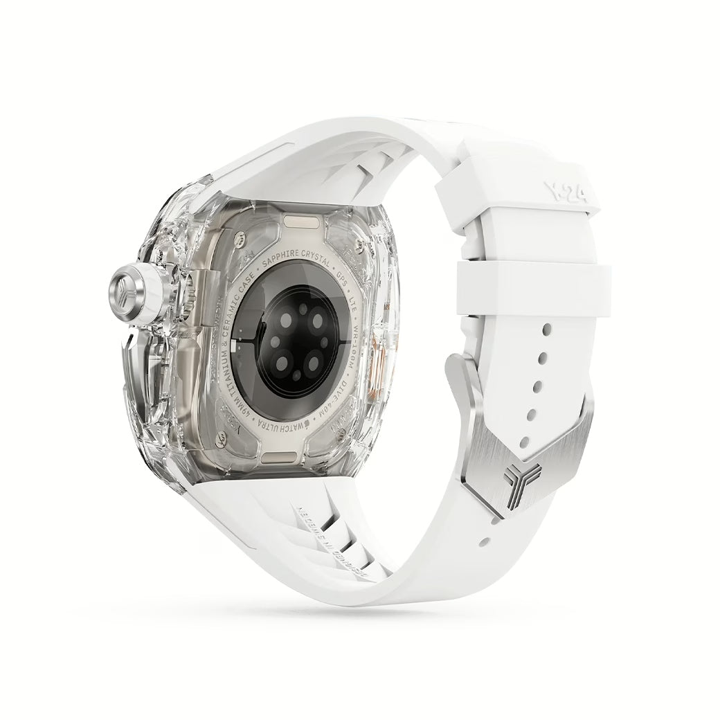 Y24 SILVERLAKE เซ็ตเคสและสายนาฬิกาสำหรับ Apple Watch (49mm) – สี Transparent/Silver