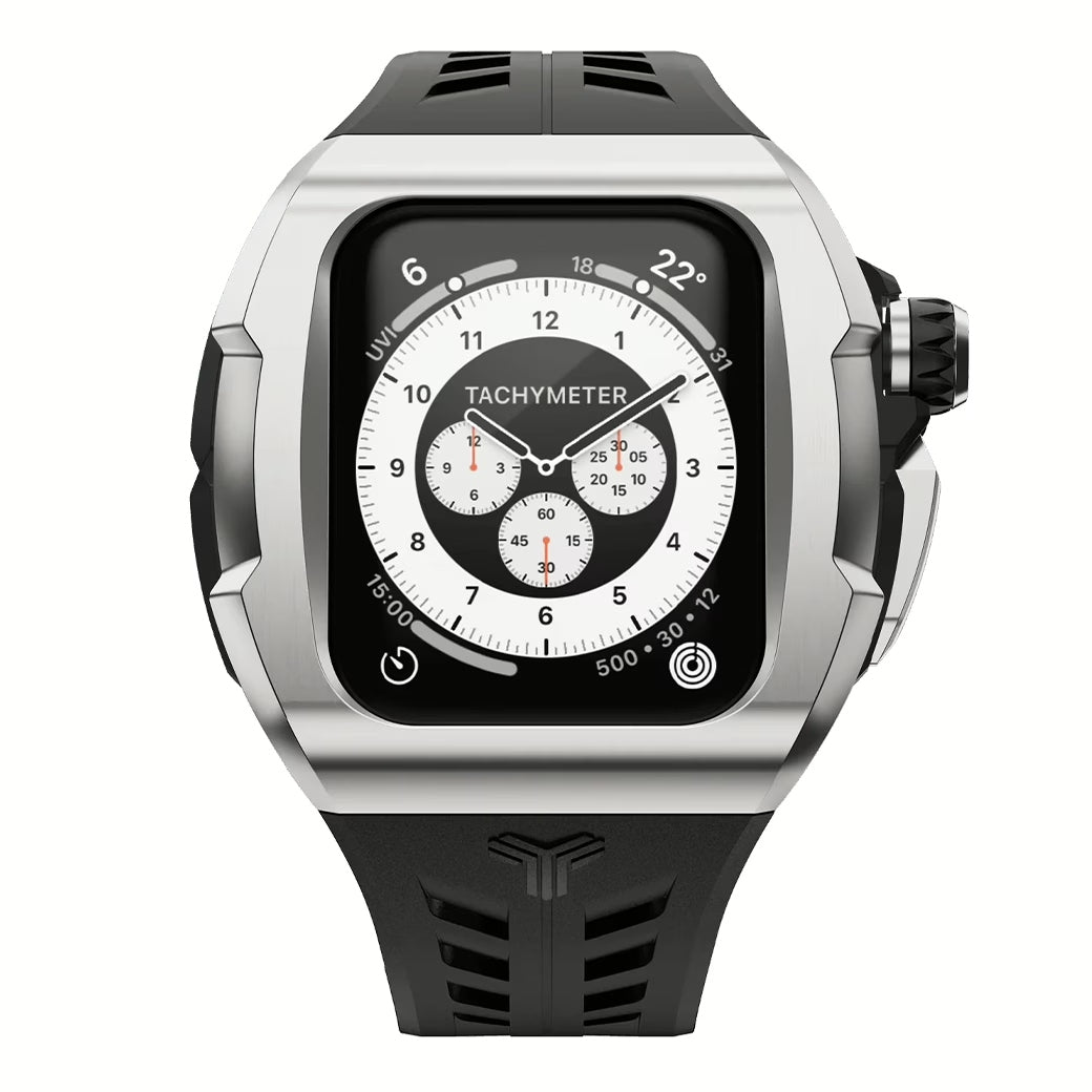 Y24 XINYI เซ็ตเคสและสายนาฬิกาสำหรับ Apple Watch (45mm) – สี Silver/Black