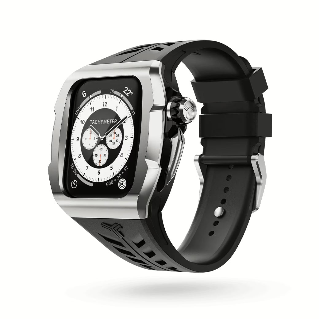Y24 XINYI เซ็ตเคสและสายนาฬิกาสำหรับ Apple Watch (45mm) – สี Silver/Black