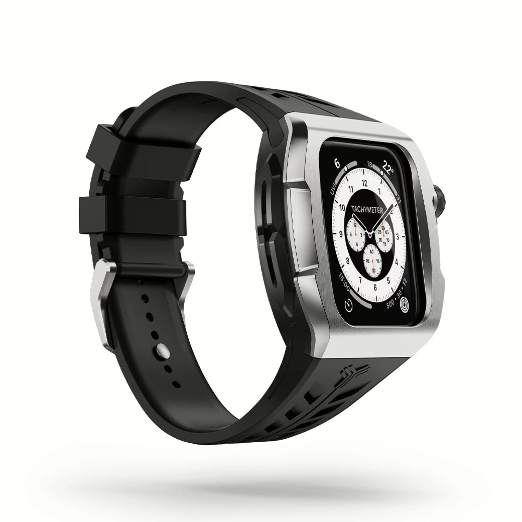 Y24 XINYI เซ็ตเคสและสายนาฬิกาสำหรับ Apple Watch (45mm) – สี Silver/Black