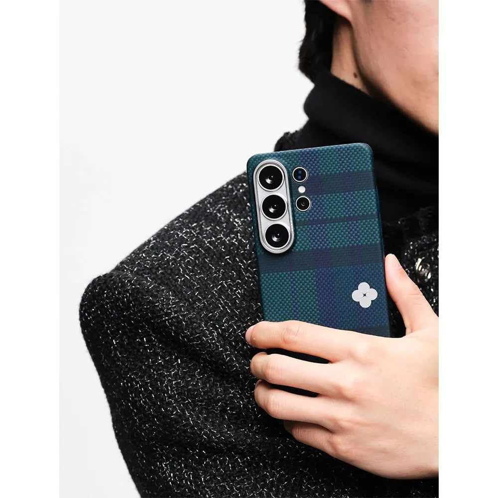 Pitaka Flora in Grid Edge Case เคสเส้นใยอะรามิด สำหรับ Galaxy S26 Ultra – สี Forest Dawn