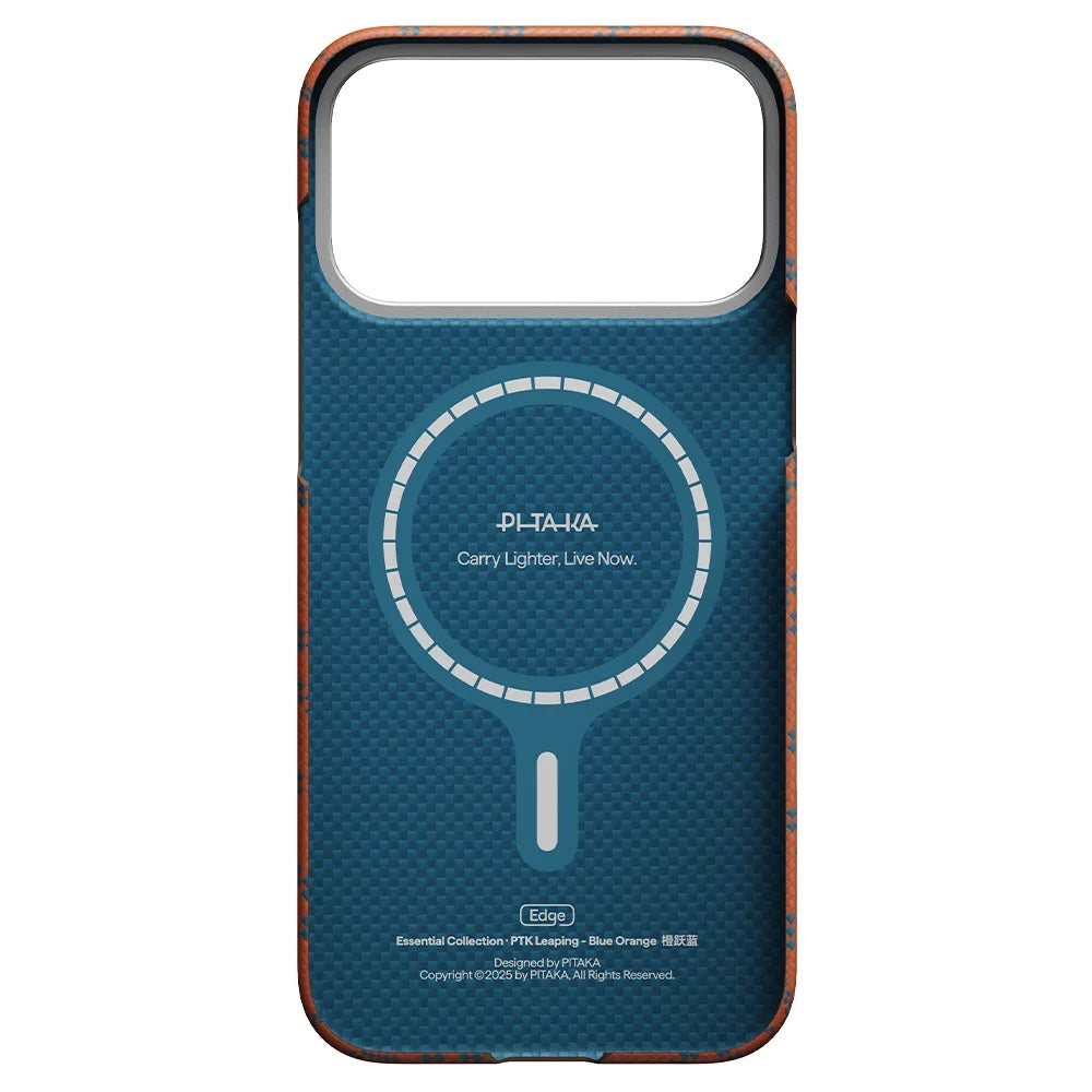 PITAKA Monogram Leaping Edge Case เคสเส้นใยอะรามิด สำหรับ iPhone 17 Pro /17 Pro Max - สี Blue Orange
