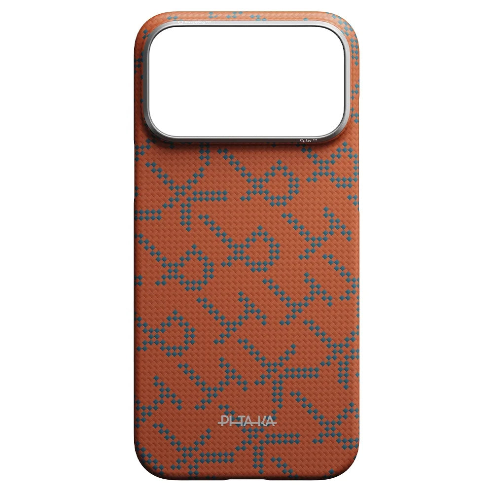 PITAKA Monogram Leaping Edge Case เคสเส้นใยอะรามิด สำหรับ iPhone 17 Pro /17 Pro Max - สี Blue Orange