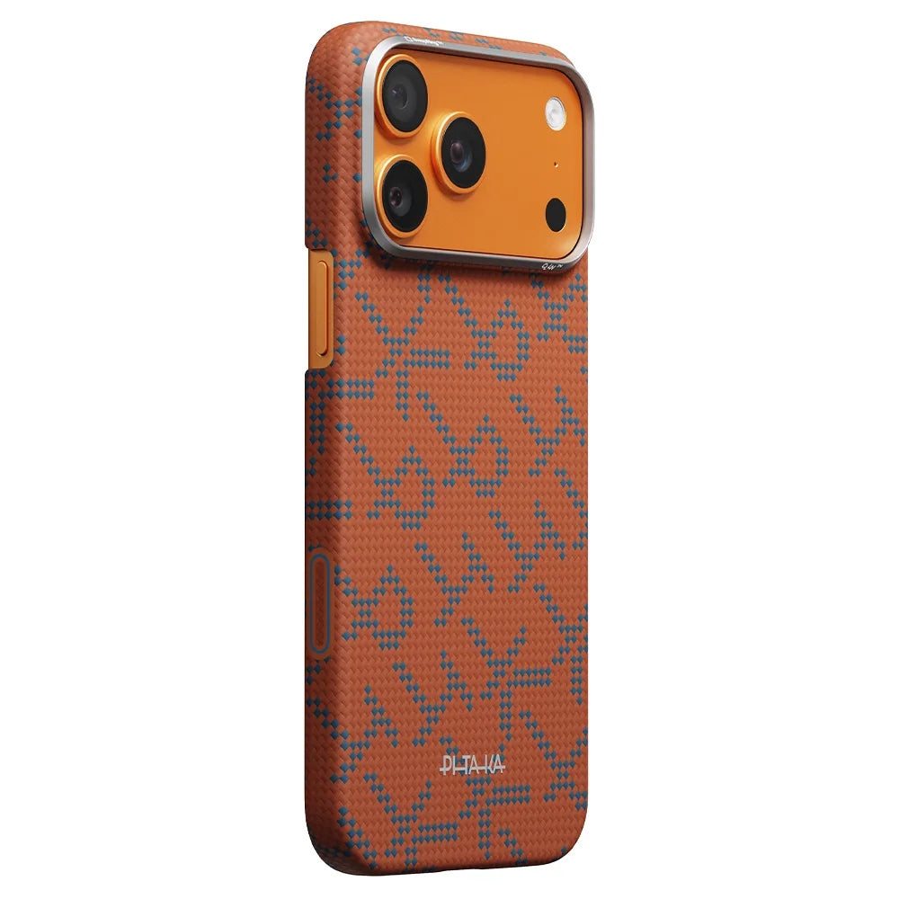 PITAKA Monogram Leaping Edge Case เคสเส้นใยอะรามิด สำหรับ iPhone 17 Pro /17 Pro Max - สี Blue Orange