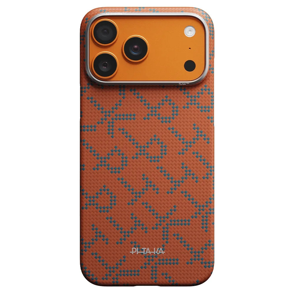 PITAKA Monogram Leaping Edge Case เคสเส้นใยอะรามิด สำหรับ iPhone 17 Pro /17 Pro Max - สี Blue Orange