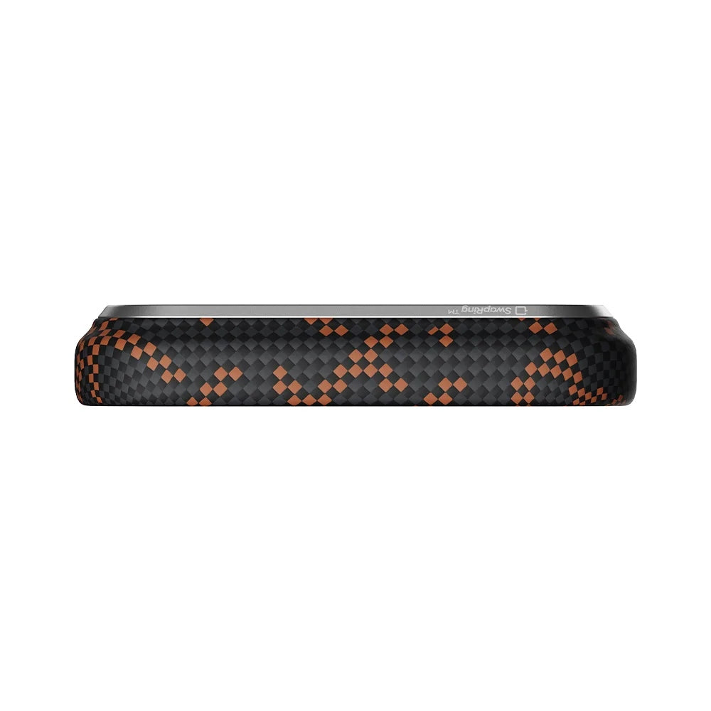 PITAKA Monogram Leaping Edge Case เคสเส้นใยอะรามิด สำหรับ iPhone 17 Pro /17 Pro Max - สี Orange Black