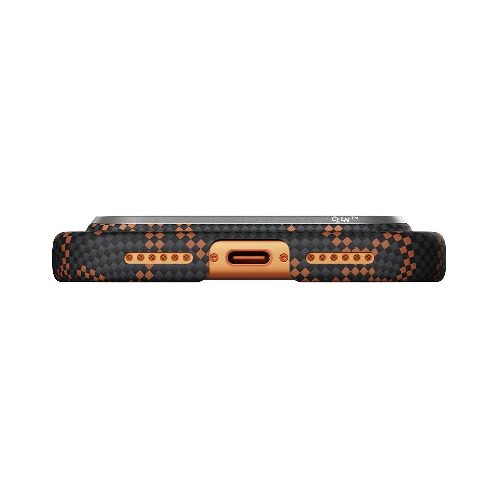 PITAKA Monogram Leaping Edge Case เคสเส้นใยอะรามิด สำหรับ iPhone 17 Pro /17 Pro Max - สี Orange Black