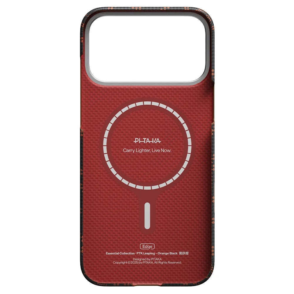 PITAKA Monogram Leaping Edge Case เคสเส้นใยอะรามิด สำหรับ iPhone 17 Pro /17 Pro Max - สี Orange Black