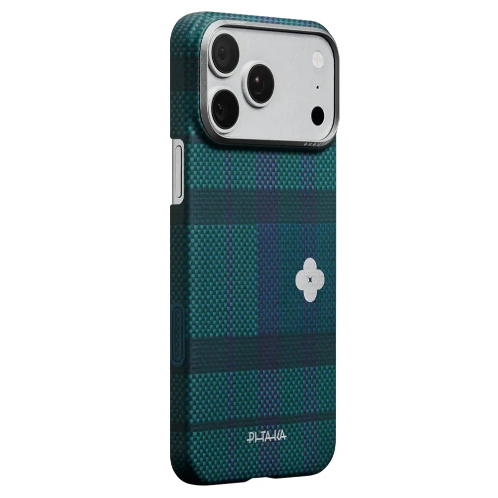 Pitaka Flora in Grid Edge Case เคสเส้นใยอะรามิด สำหรับ 17 Pro /17 Pro Max - สี Forest Dawn