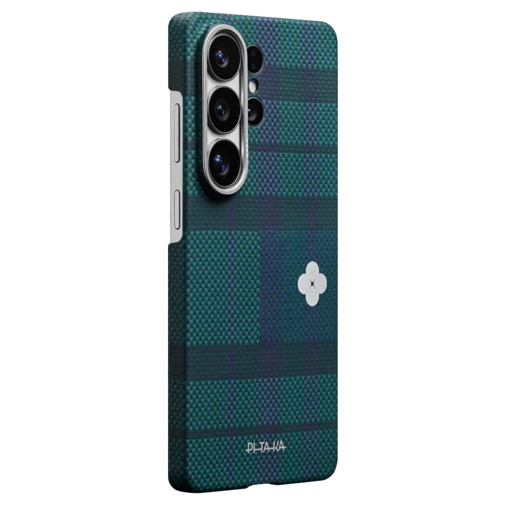 Pitaka Flora in Grid Edge Case เคสเส้นใยอะรามิด สำหรับ Galaxy S26 Ultra – สี Forest Dawn