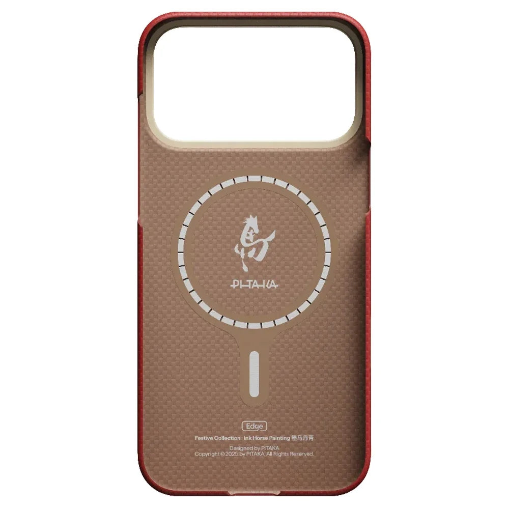 Pitaka Ink Horse Painting Edge Case (PitaTap™) เคสสำหรับ 17 Pro /17 Pro Max - สี Cinnabar