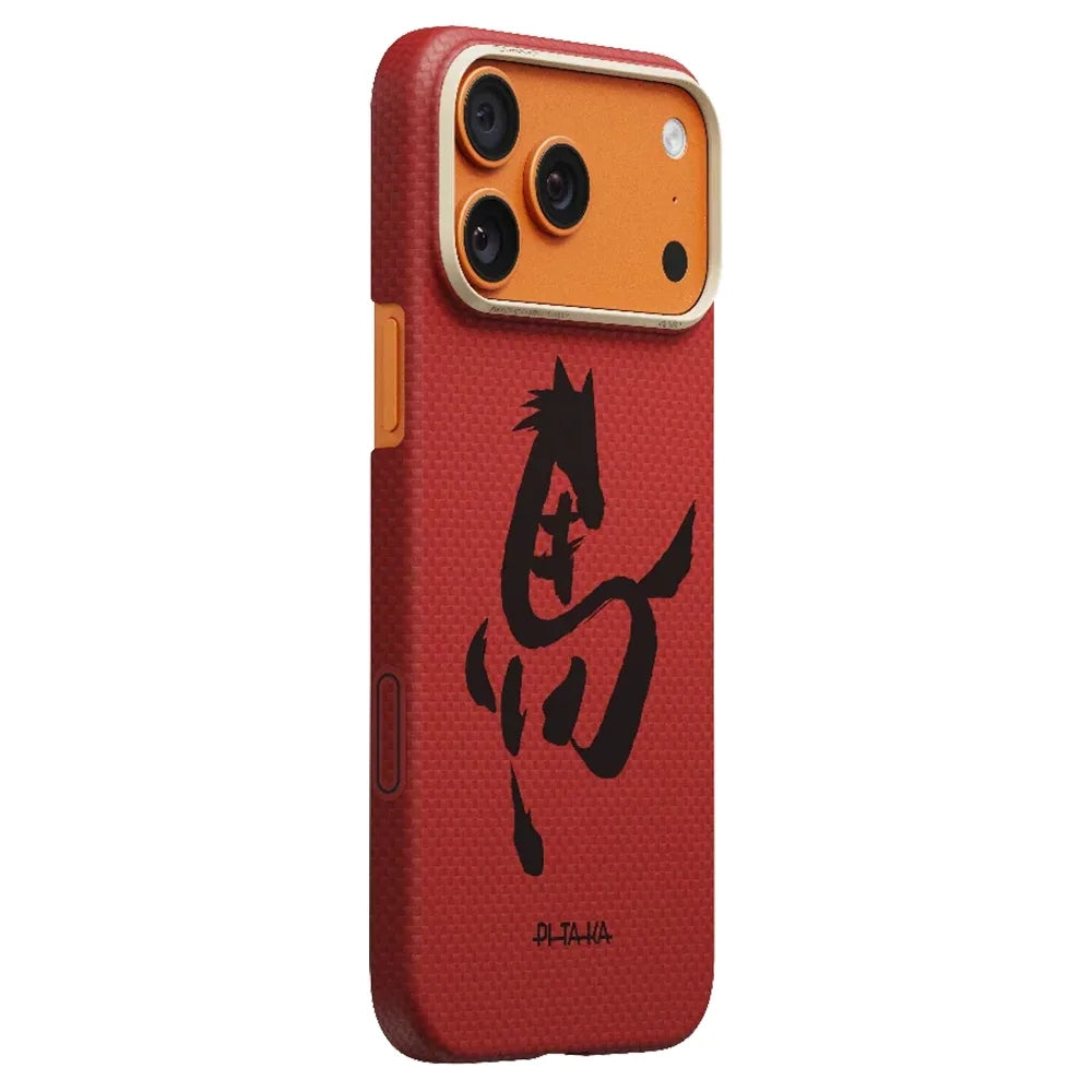 Pitaka Ink Horse Painting Edge Case (PitaTap™) เคสสำหรับ 17 Pro /17 Pro Max - สี Cinnabar