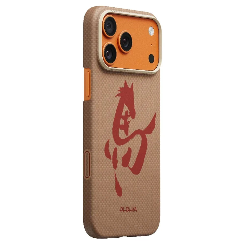 Pitaka Ink Horse Painting Edge Case (PitaTap™) เคสสำหรับ 17 Pro /17 Pro Max - สี Gold/Jade