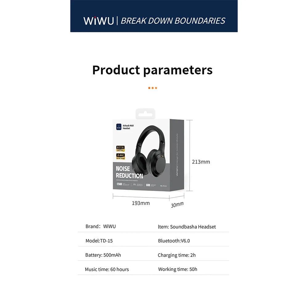 WiWU TD-15 Soundbasha (ANC) หูฟัง Headphone ไร้สาย