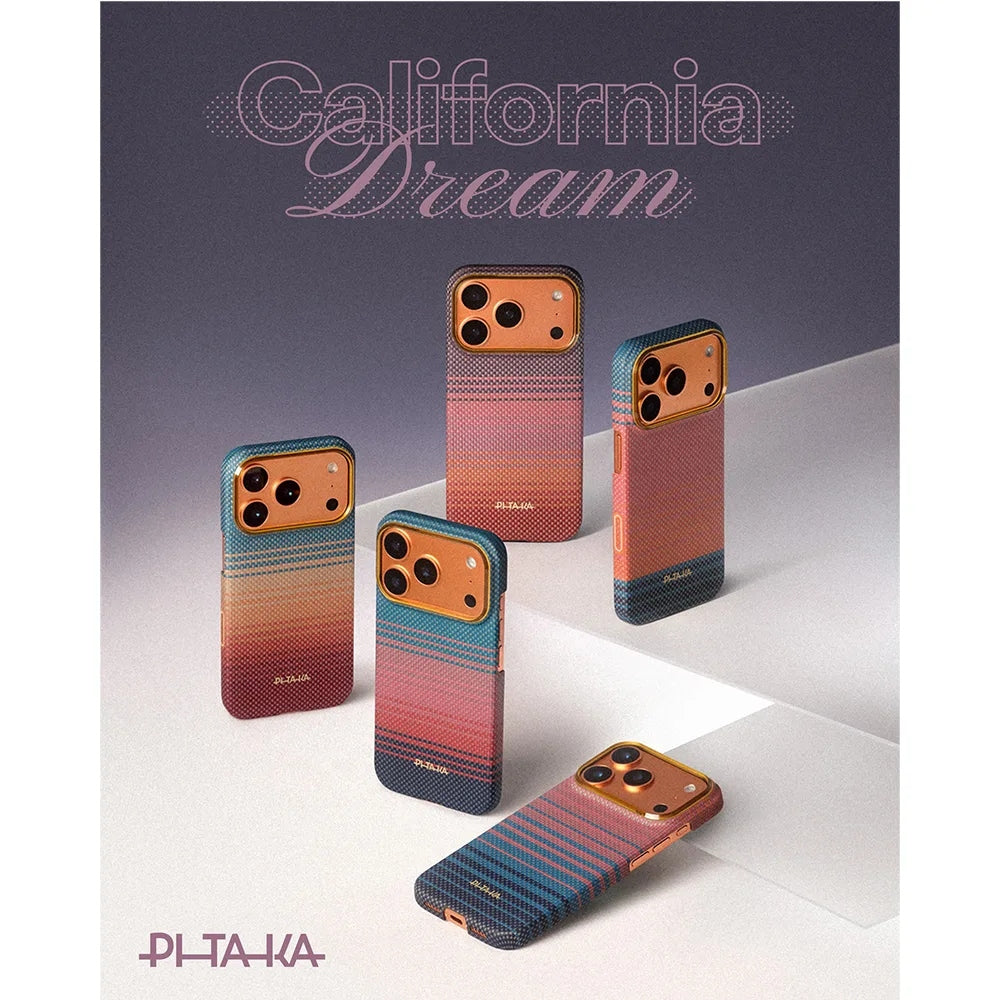 Pitaka Sunset 2.0 Edge Case เคสเส้นใยอะรามิด สำหรับ 17 Air /17 Pro /17 Pro Max สี California Dream