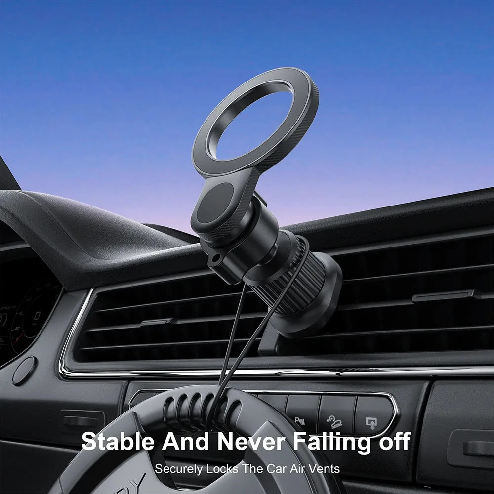 WiWU MAGO Series Magnetic Car Mount (Wi-W051) แท่นชาร์จไร้สายติดช่องแอร์ในรถ สี Black