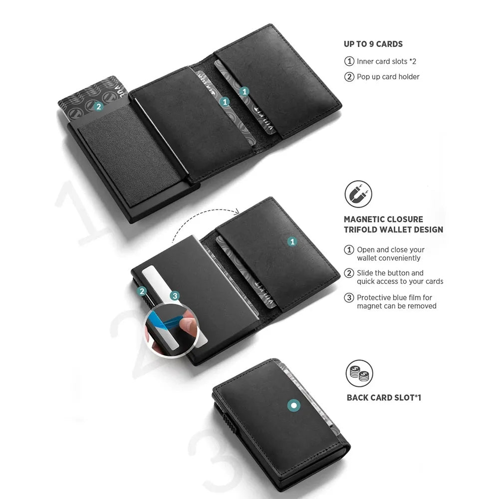 Vulkit VC305P Slim Card Holder กระเป๋าเก็บบัตร Nappa Leather ดีไซน์แบบ Pop-Up Card Holder