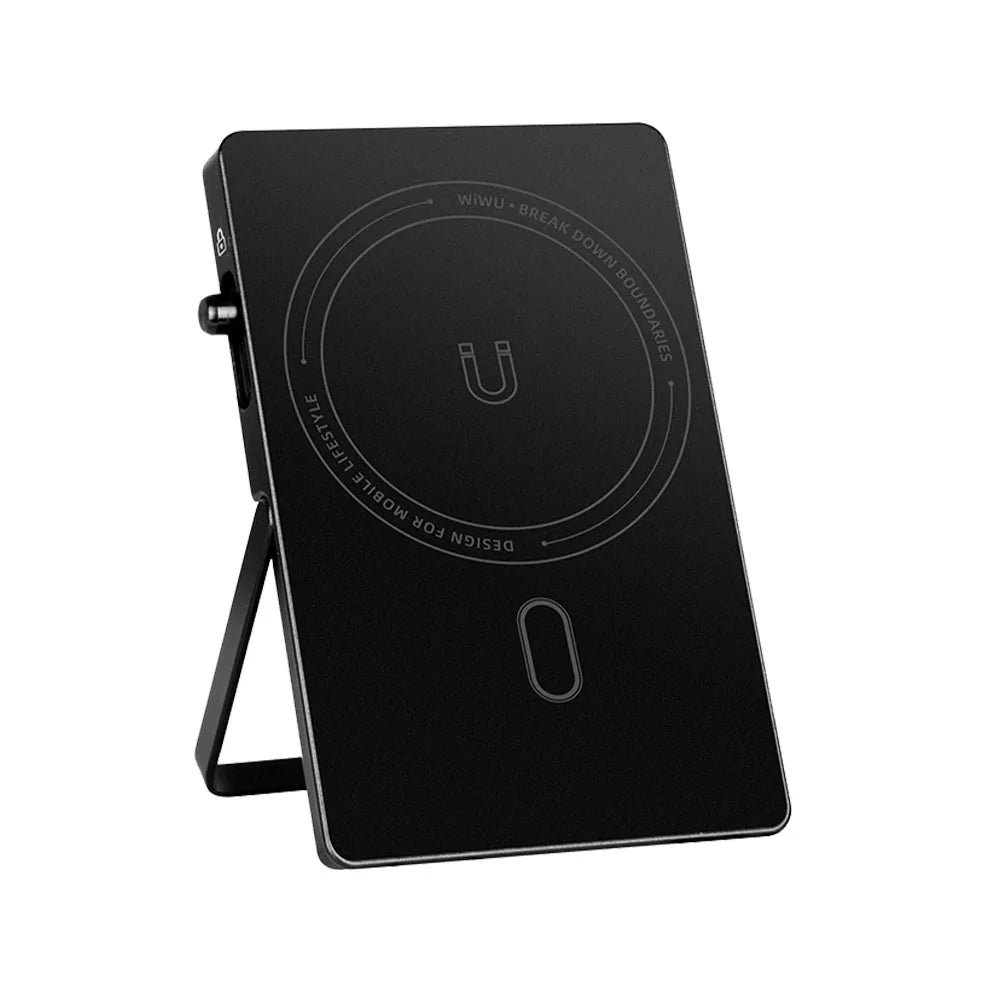 WiWU Warriors Carbon Magnetic Metal Stand ที่เก็บบัตรติดหลังมือถือ สี Black