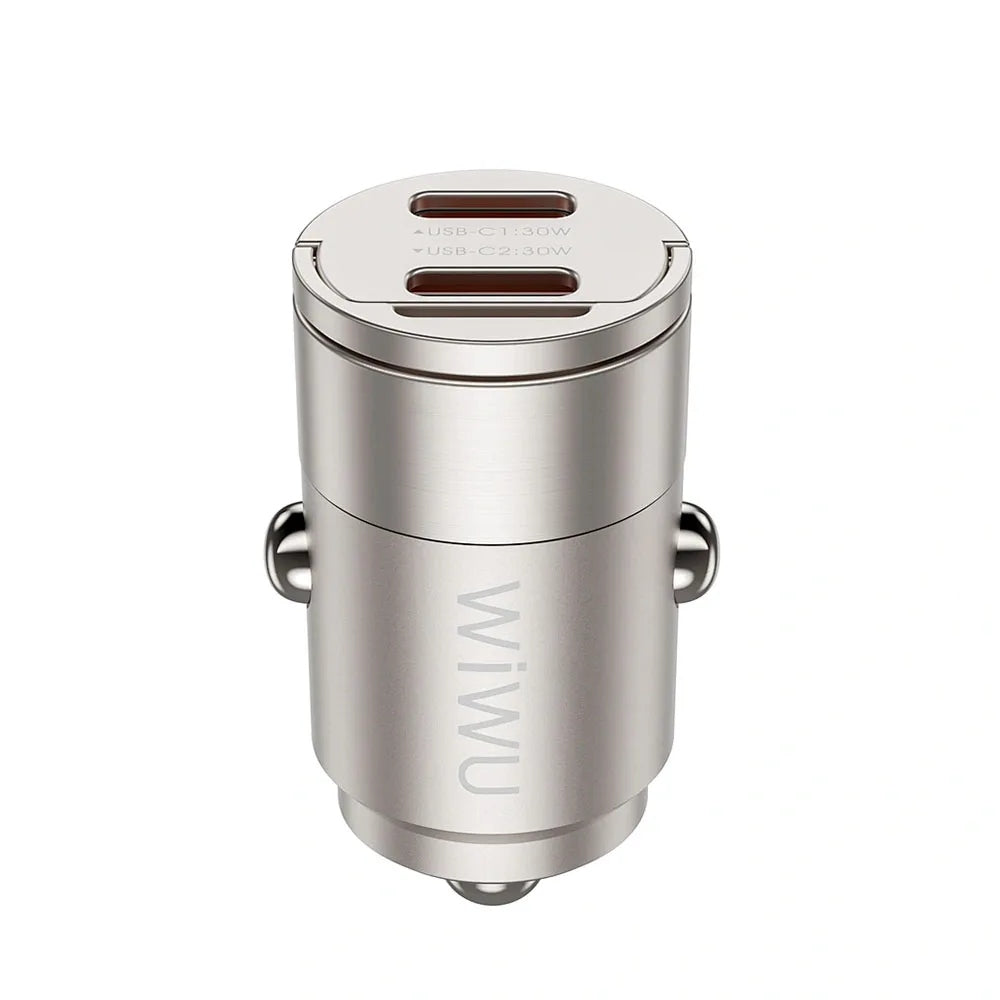 WiWU Nano Dual C Fast Car Charger 30W (Wi-QC029) ที่ชาร์จในรถ สี Titanium