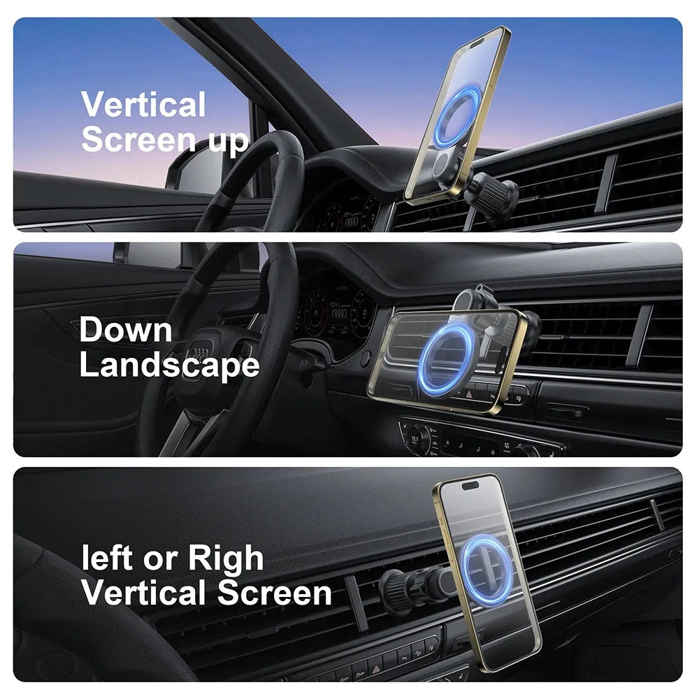 WiWU MAGO Series Magnetic Car Mount (Wi-W051) แท่นชาร์จไร้สายติดช่องแอร์ในรถ สี Black