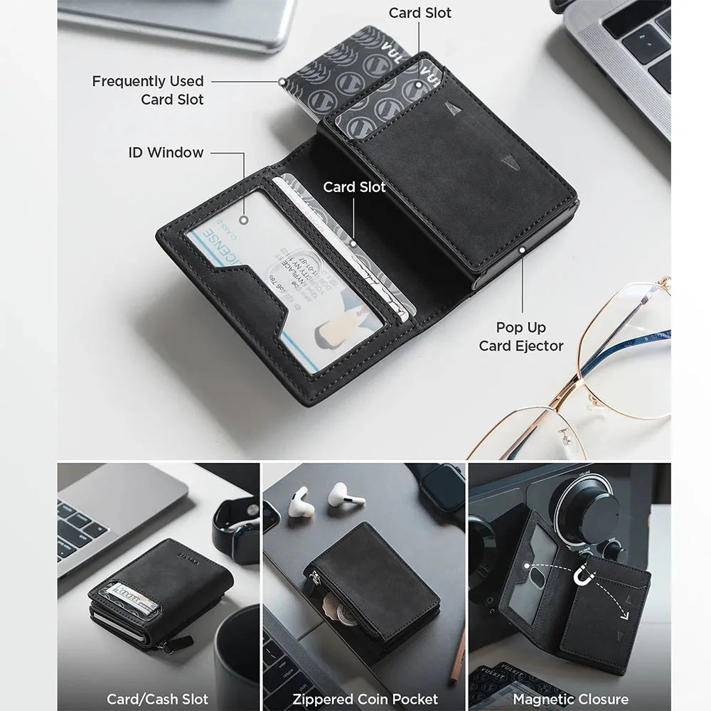 Vulkit VC502 Card Holder with Magnetic Closure กระเป๋าเก็บบัตร Pop-Up Card Ejector
