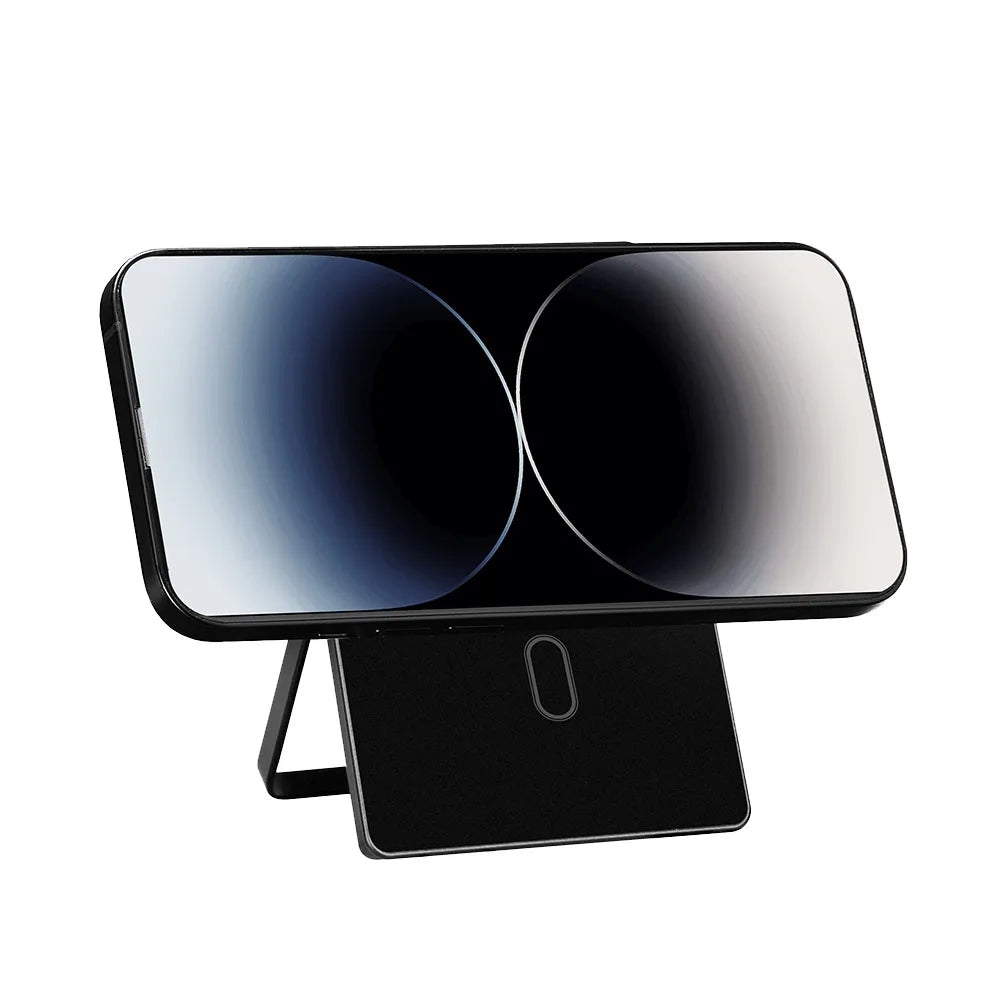 WiWU Warriors Carbon Magnetic Metal Stand ที่เก็บบัตรติดหลังมือถือ สี Black
